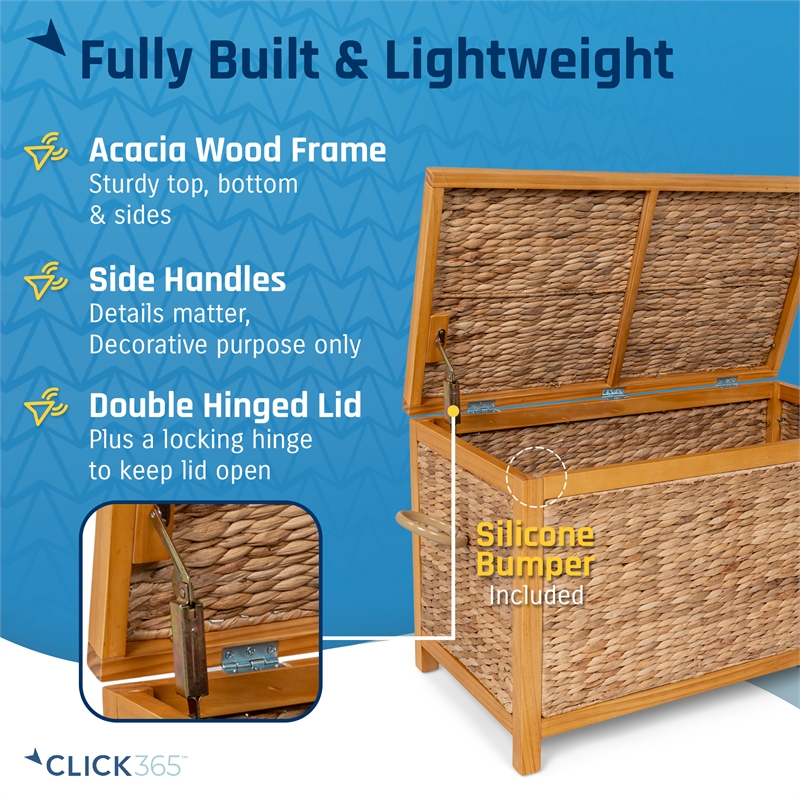 Pemberly Row Farmhouse Wicker Trunk Acacia 30