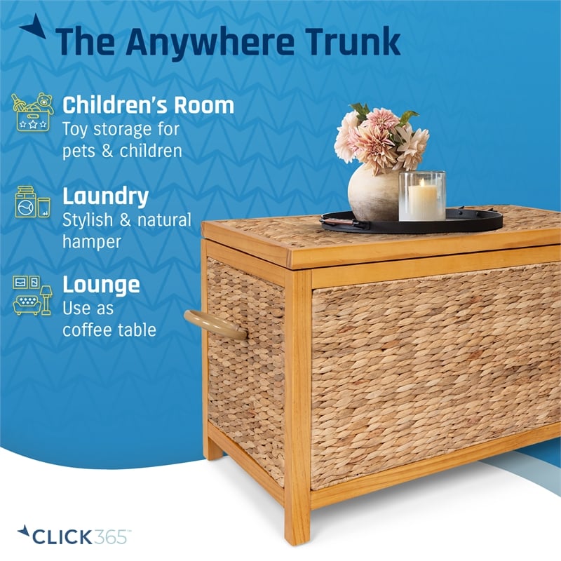 Pemberly Row Farmhouse Wicker Trunk Acacia 30