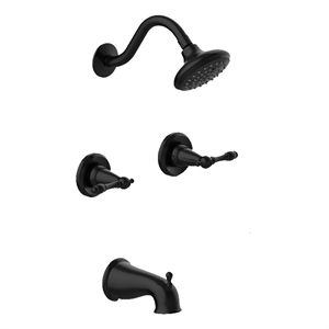 Pemberly Row 2-Handle Brass Shower Trim with Valve in Matte Black