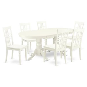 Pemberly Row Modern 7-piece Wood Kitchen Table Set in Linen White