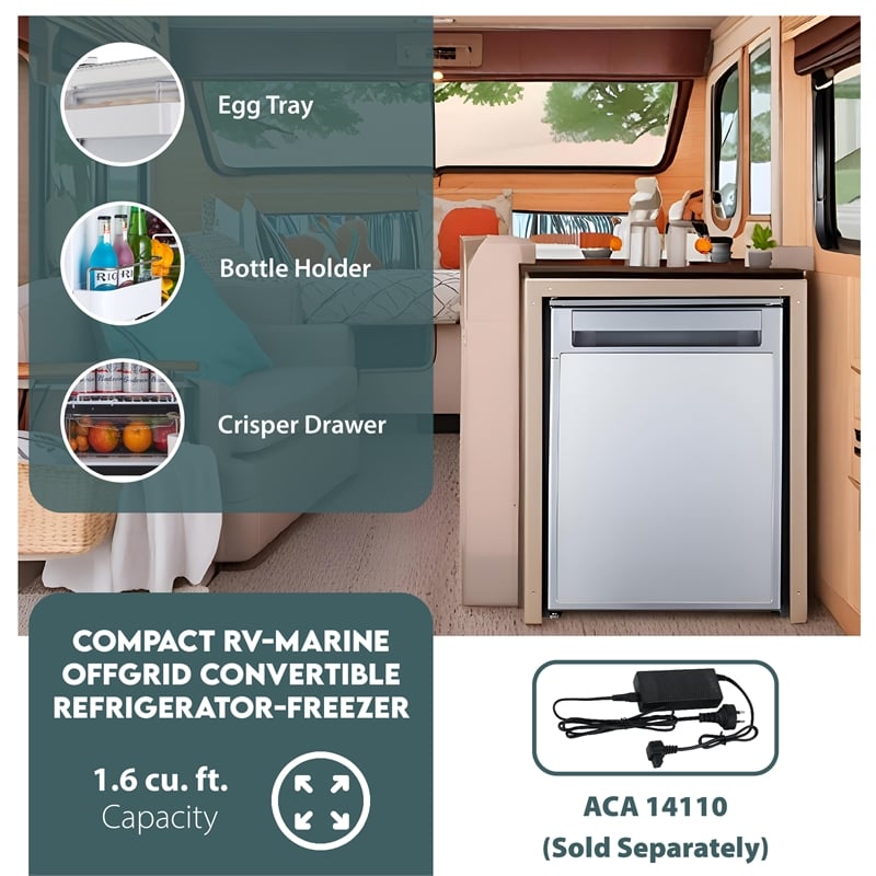 Pemberly Row Compact RV-Marine-Offgrid Refrigerator-Freezer 1.6cf 12V 110V