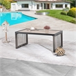 Pemberly Row Outdoor Wicker/Rattan and Metal Coffee Table in Gray