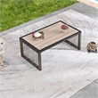 Pemberly Row Outdoor Wicker/Rattan and Metal Coffee Table in Gray