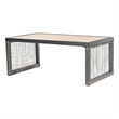 Pemberly Row Outdoor Wicker/Rattan and Metal Coffee Table in Gray
