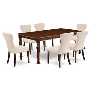 Pemberly Row Modern 7-piece Wood Dining Room Table Set in Mahogany