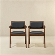 Pemberly Row Mid-Century Modern Dining Chairs in Black Vegan Leather (Set of 2)