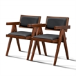 Pemberly Row Mid-Century Modern Dining Chairs in Black Vegan Leather (Set of 2)