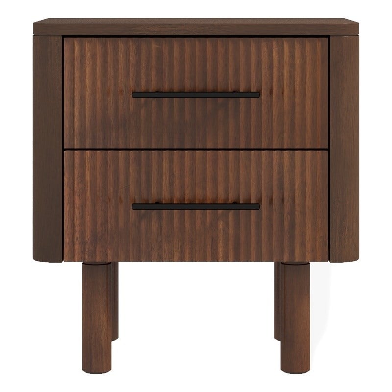 Pemberly Row Solid Wood Walnut Nightstand Bed Side Tables with 2 Drawers