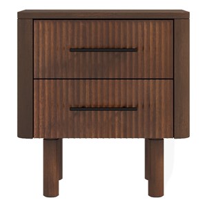 Pemberly Row Solid Wood Walnut Nightstand Bed Side Tables with 2 Drawers