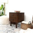 Pemberly Row Solid Wood Walnut Nightstand Bed Side Tables with 2 Drawers