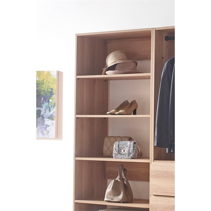 Pemberly Row Modern Oak Freestanding Walk in Wood Closet System