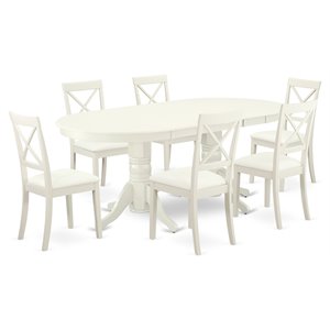 Pemberly Row 7-piece Dining Set with Leather Chairs in White