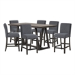 Pemberly Row High Line 7-piece Wood Counter Table Set in Gray