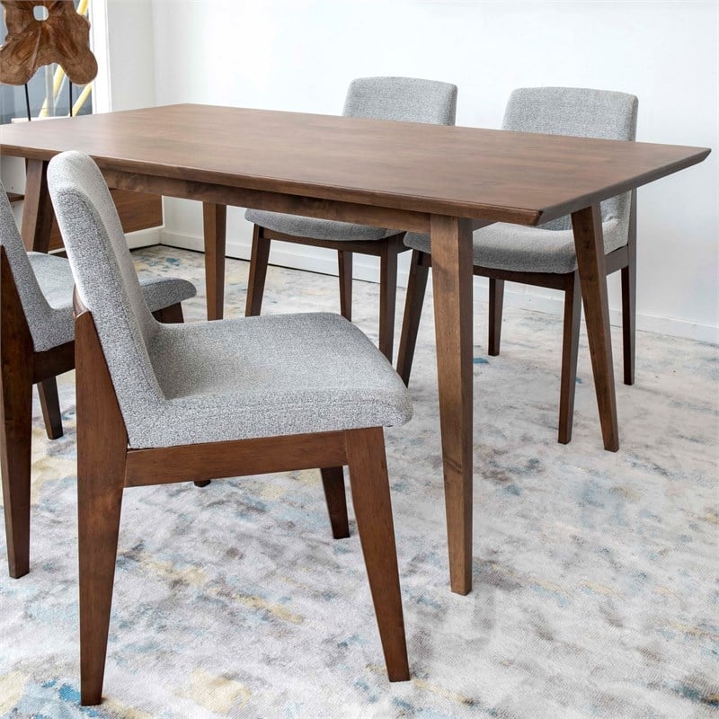 Pemberly Row Solid Wood Walnut Dining Room & Kitchen Table and 4 Chairs Set