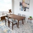 Pemberly Row Solid Wood Walnut Dining Room & Kitchen Table and 4 Chairs Set