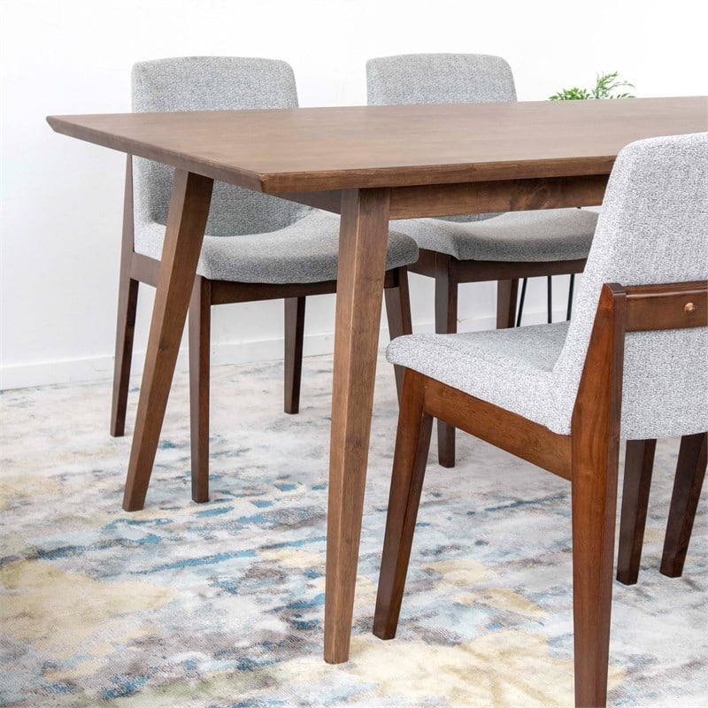 Pemberly Row Solid Wood Walnut Dining Room & Kitchen Table and 4 Chairs Set