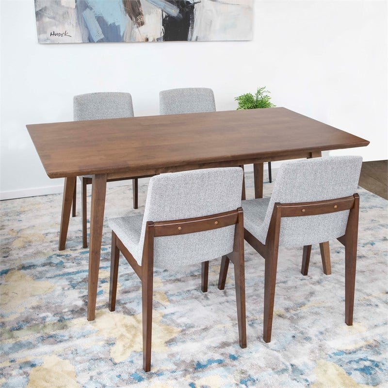 Pemberly Row Solid Wood Walnut Dining Room & Kitchen Table and 4 Chairs Set