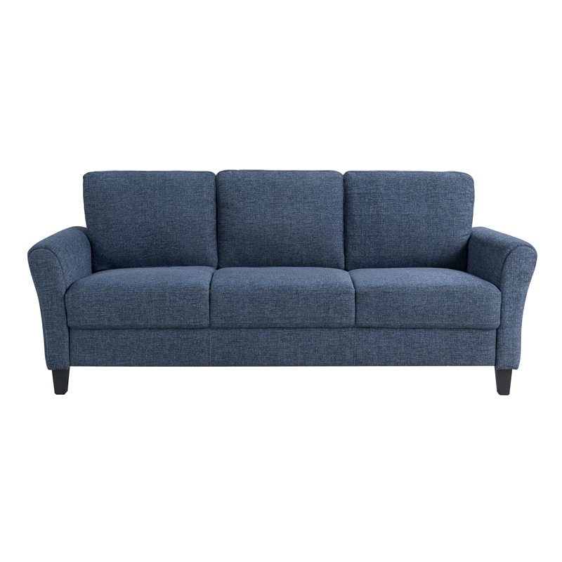 Pemberly Row Modern Stationary Sofa in Blue Fabric Upholstery
