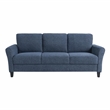 Pemberly Row Modern Stationary Sofa in Blue Fabric Upholstery