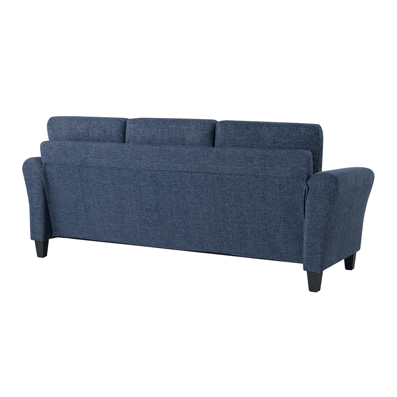 Pemberly Row Modern Stationary Sofa in Blue Fabric Upholstery