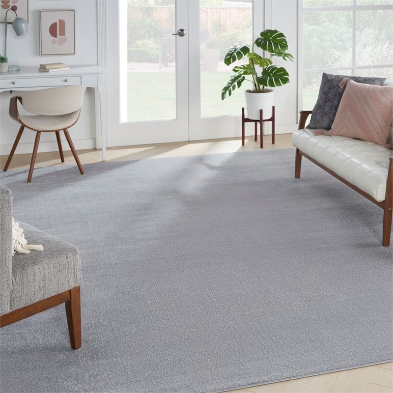 Pemberly Row 12' x 15' Silver Gray Fabric Outdoor Area Rug (12' x 15')