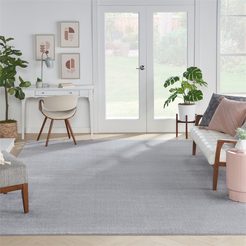 Pemberly Row 12' x 15' Silver Gray Fabric Outdoor Area Rug (12' x 15')