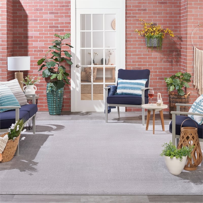 Pemberly Row 12' x 15' Silver Gray Fabric Outdoor Area Rug (12' x 15')