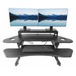 Pemberly Row Corner Standing Black Desk Converter ACUSB with Dual Monitor Stand