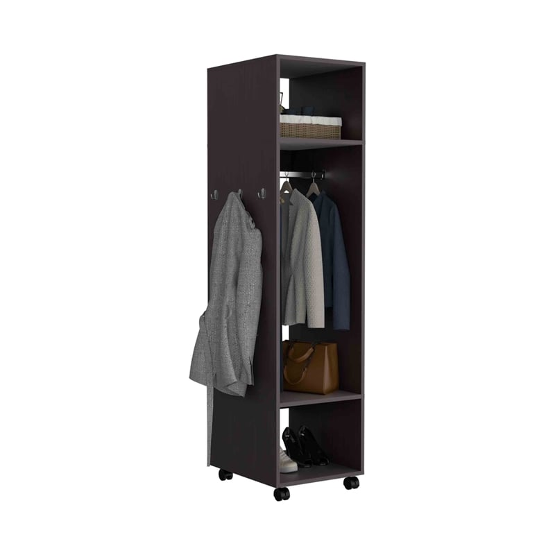 Pemberly Row Cluster Wardrobe with Mirror Engineered Wood Black