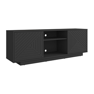 Pemberly Row Modern Wood TV Stand with Storage for TVs up to 70&quot in Black