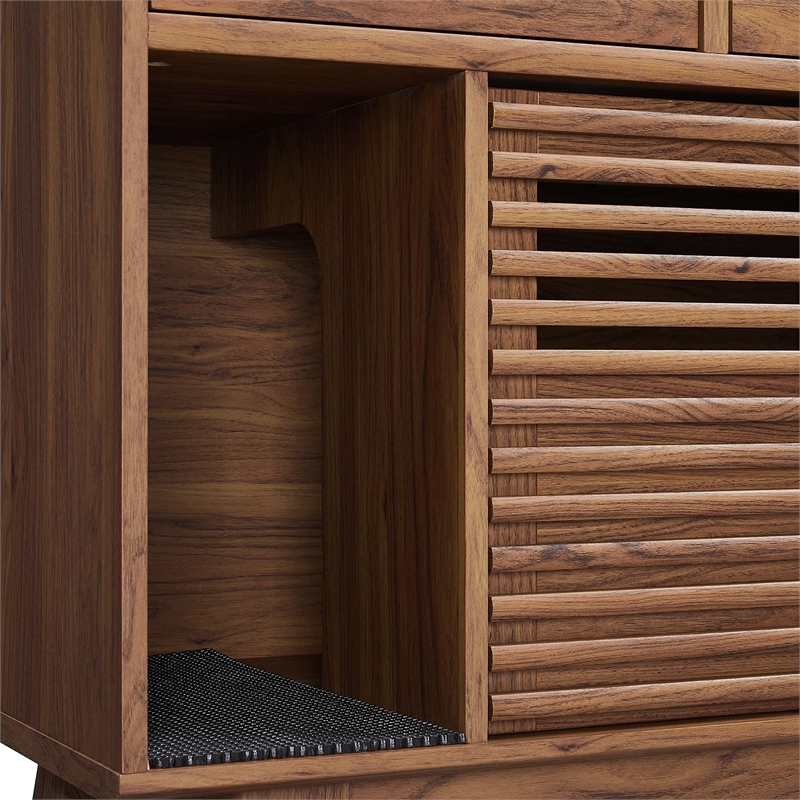 Pemberly Row Modern / Contemporary Wood Cat Cabinet in Walnut