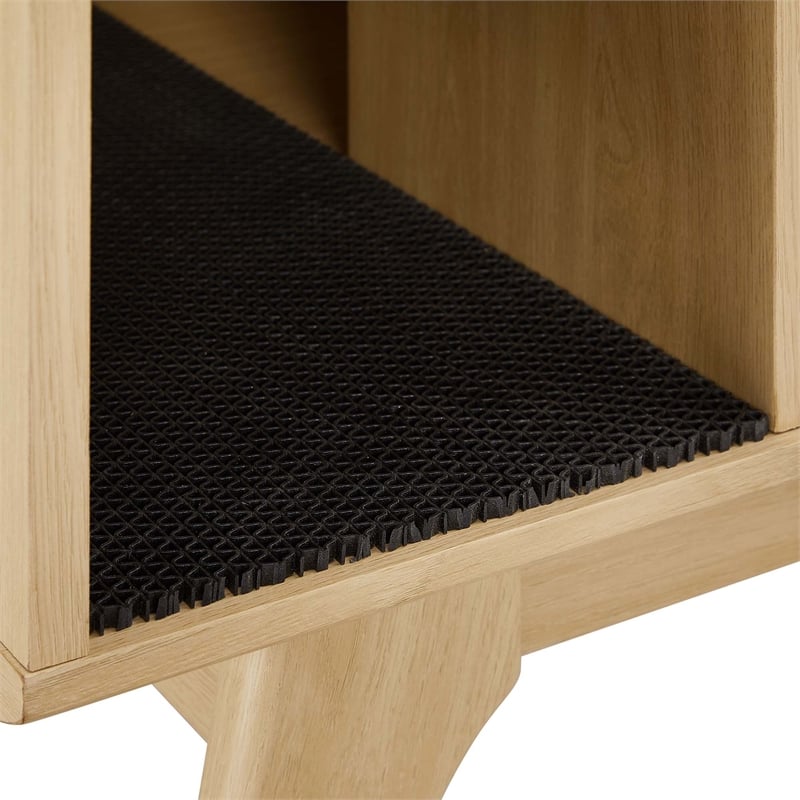 Pemberly Row Modern / Contemporary Wood Cat Cabinet in Oak Finish