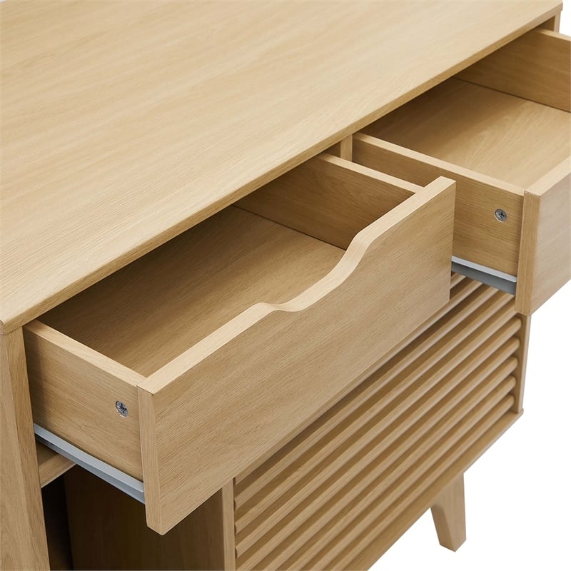 Pemberly Row Modern / Contemporary Wood Cat Cabinet in Oak Finish