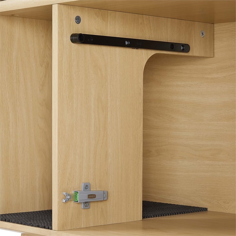Pemberly Row Modern / Contemporary Wood Cat Cabinet in Oak Finish