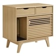 Pemberly Row Modern / Contemporary Wood Cat Cabinet in Oak Finish