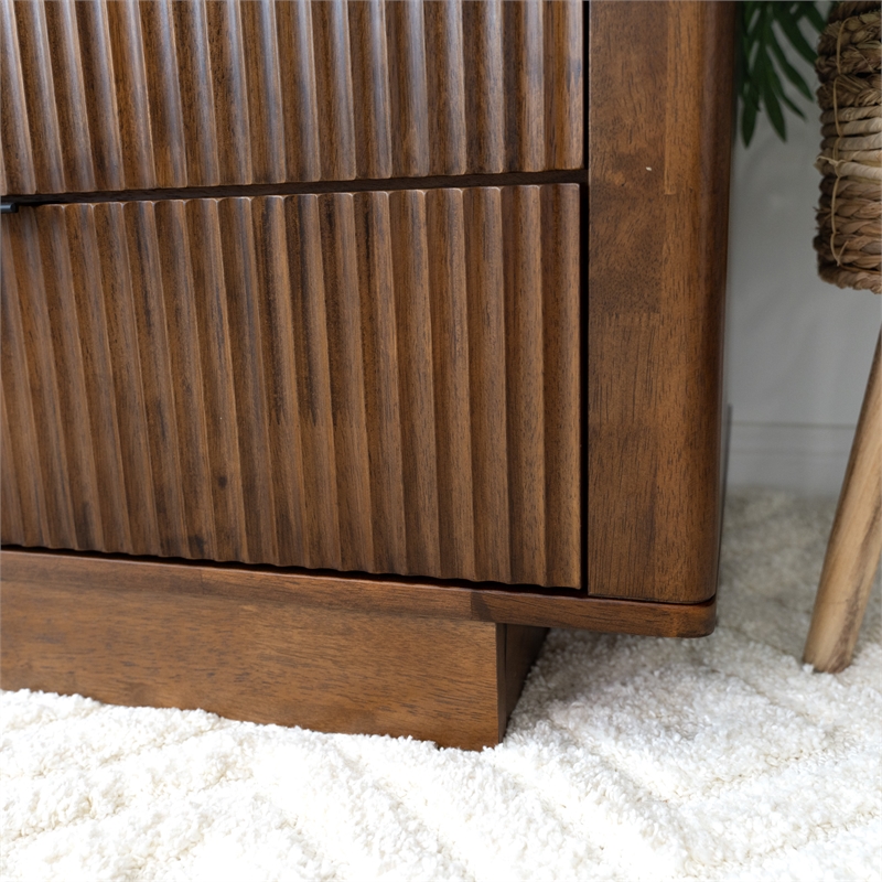 Pemberly Row Mid-Century Modern Solid Wood Walnut Dresser with 6 Drawers