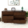 Pemberly Row Mid-Century Modern Solid Wood Walnut Dresser with 6 Drawers