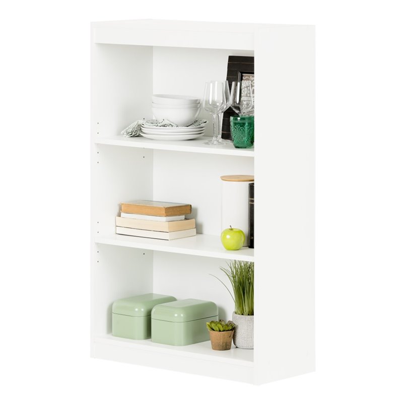 Pemberly Row 3 Shelf Contemporary Wall Bookcase in Pure White