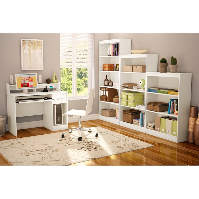 Pemberly Row 3 Shelf Contemporary Wall Bookcase in Pure White