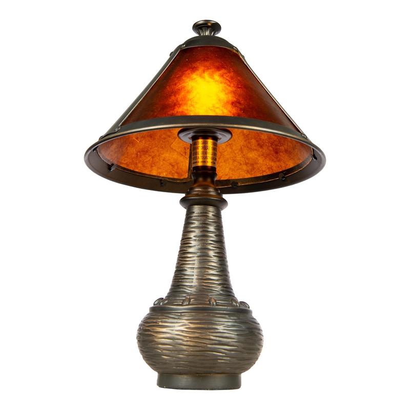 Pemberly Row Contemporary Accent Lamp in Antique Bronze and Mica Shade