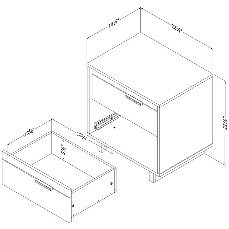 Pemberly Row Modern / Contemporary 2 Drawer Nightstand in Winter Oak