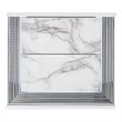 Pemberly Row White High Gloss Marble 2-Drawer Nightstand With LED