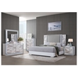 Pemberly Row White High Gloss Marble 2-Drawer Nightstand With LED