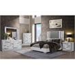 Pemberly Row White High Gloss Marble 2-Drawer Nightstand With LED