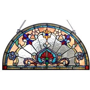 Pemberly Row Contemporary Victorian Window Panel 24&quot Wide - Multi-Colored