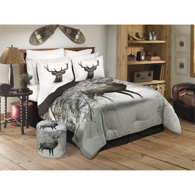 Pemberly Row 3-piece Deer in Snowy Forest King Comforter Set in Multi-Color