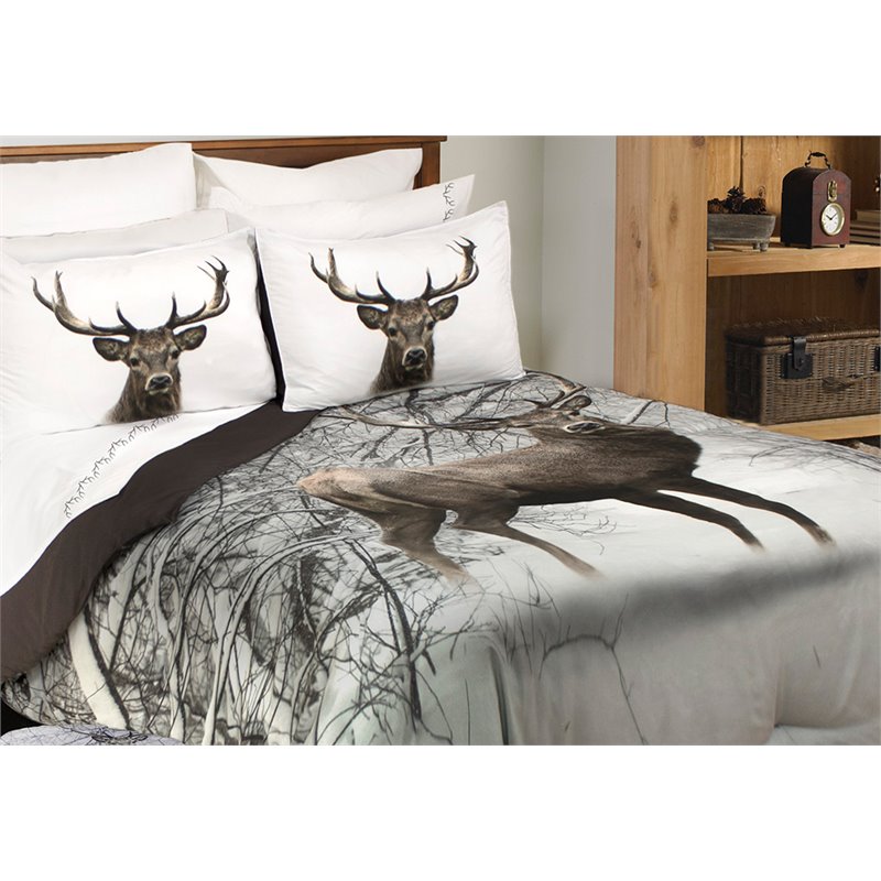 Pemberly Row 3-piece Deer in Snowy Forest King Comforter Set in Multi-Color