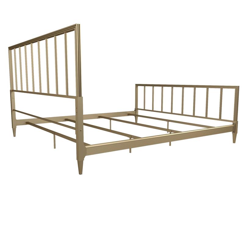 Pemberly Row Modern / Contemporary Gold Finish Metal King Bed