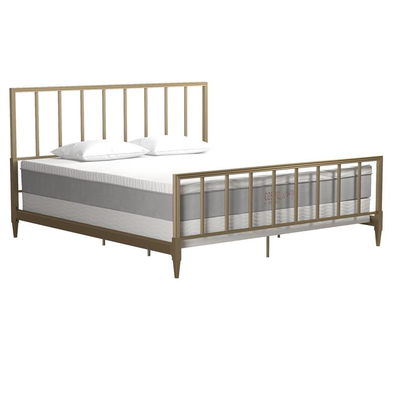 Pemberly Row Modern / Contemporary Gold Finish Metal King Bed