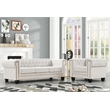 Pemberly Row 2-Piece Living Room Furniture Velvet Fabric Set in Off White